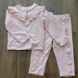 Wonder Nation ~ Girls 24M ~ Pink Ruffle Zip Pajama Set